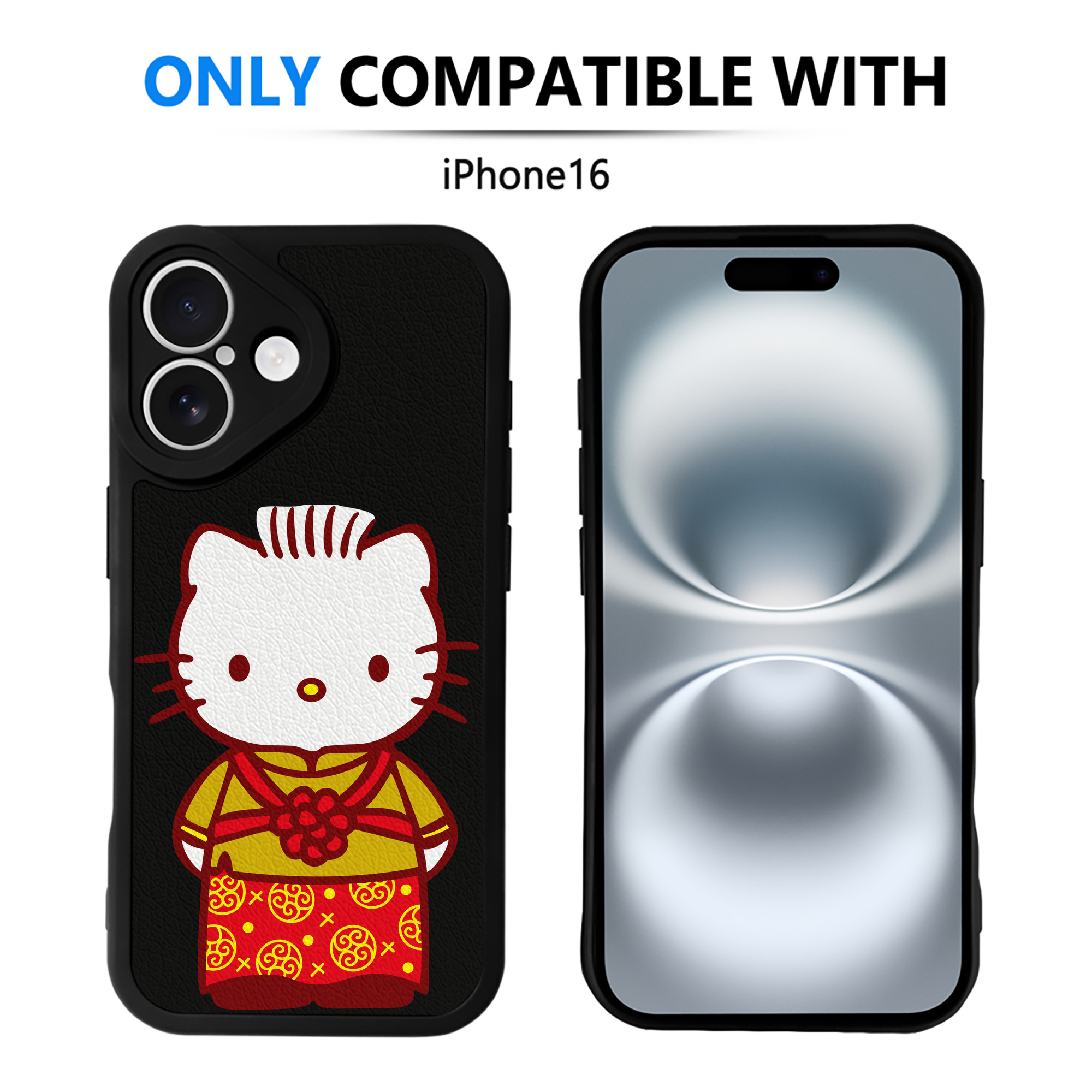 （画像用） Hello Kitty ハローキティ 【iPhone 16シリーズ対応】シリコンスマホケース（レザー調） 材質：シリコン